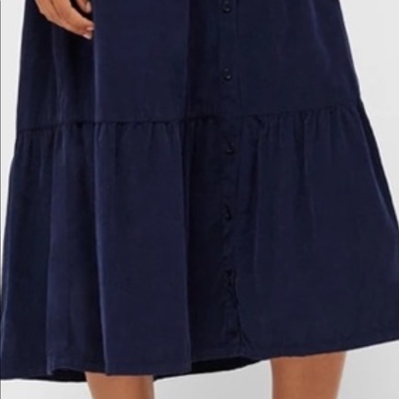 LACAUSA Navy Myles prairie tiered corduroy skirt - Picture 6 of 7